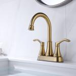 4'' Nickel Golden Centerset Bathroom Faucet Lever Handle Widespread Sink Faucets