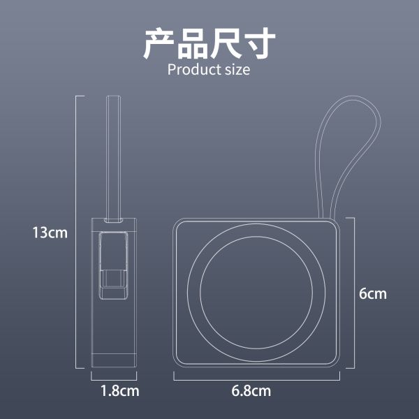 High-Capacity Three-in-One Mini Type-C 3A Fast-Charging Two-Way Portable Magnetic Charging Treasure Power Banks Station