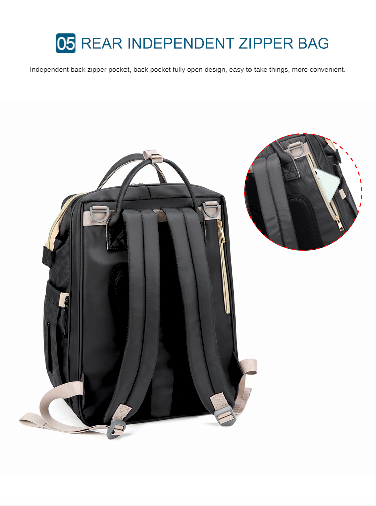 Fashion Mother Bag Portable Light Folding Design Crib Mother Multifunctional Diaper Backpack