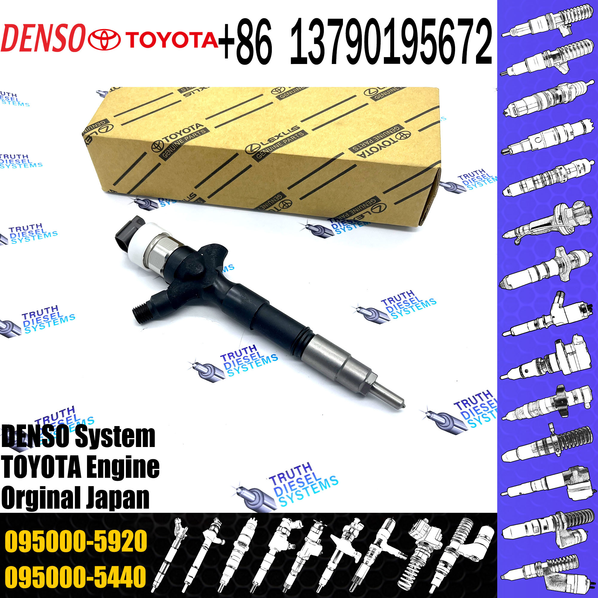 Common Rail Injector 23670-30110 095000-6180 095000-5920 for Diesel Engine 1KD-FTV