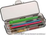 Double Deck Pencils Box Clear Plastic Stationery Box Removable Ruler Dividing