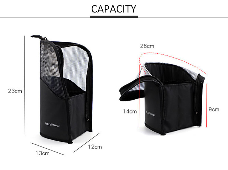 Wear Resistant Polyester Fabric Cosmetic Brush Bag For Travel