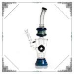 Gold Fume Recycler Water Bong 14 Inches Height Heady With Hole Percolator