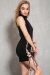 Discount Sexy Black Lace Up Sleeveless Bodycon Party Dress For Women