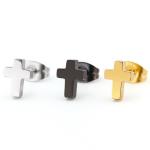 Fashion Gold Silver Black Fancy Stainless Steel Stud Earrings