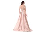 Satin Beading Sweetheart European Evening Gowns For Leisure Pink Color