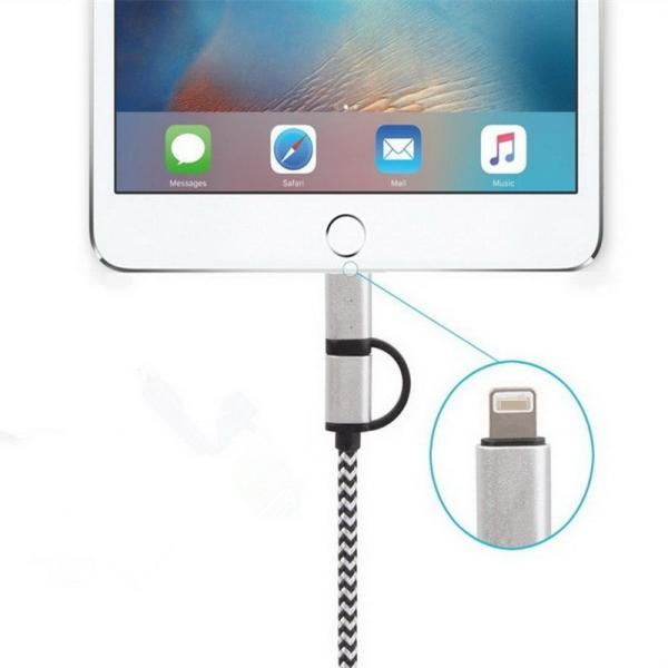 2-In-1 Durable Lightning To USB Data Sync Charging Cable , Cell Phone Usb Power Cable
