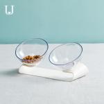Sustainable Transparent Double Bowl Dog Feeder Tilt Elevated Cat Food Bowls