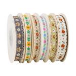 15mm*50y Pastoral Floral Cotton Ribbon Baking Cake Ribbon Bow DIY Material