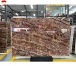 Book Match Translucent Blood-Orange Red Vein Onyx Marble Stone for Lavabo
