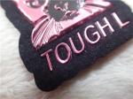 Durable Embossed Leather Patches Red TPU Logo / Leather Clothing Labels