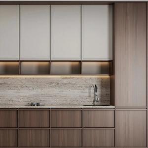Wholesale Luxury Modern Wood Door Material Skeleton Line Wood Grain Kitchen Cabinets For Villa from china suppliers