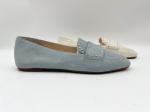 Soft Cow Ladies Genuine Leather Flat Shoes Beige With Studs Design