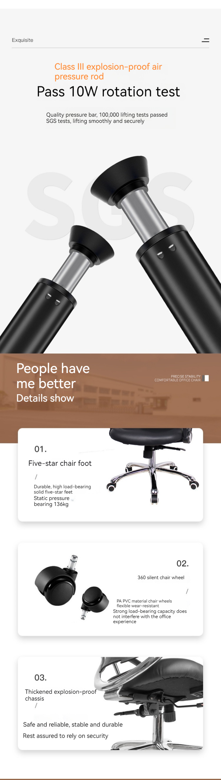 PU Leather Ergonomic Executive Chair with Modern Design Style and 3-Year After-sales