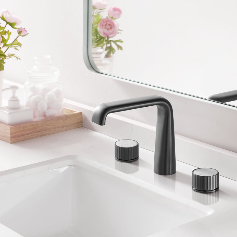 Widespread 3 Hole Two Hand Bathroom Sink Faucet 200mm Width