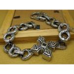 Men's Vintage Silver Plated 316l Titanium Stainless Steel Chain Cross Bracelet
