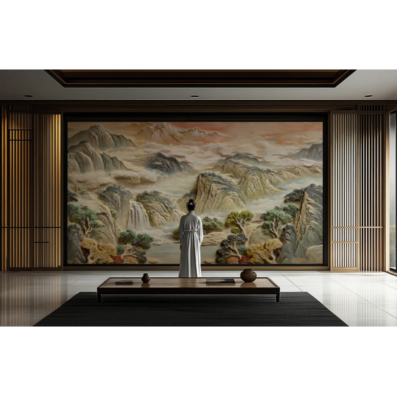 Decorative 3D Relief PVC Wall Panel Waterproof Custom Patterns Living Room