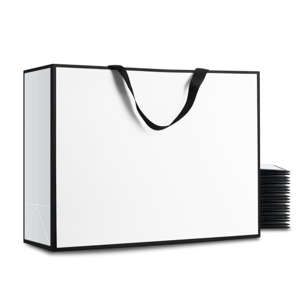 Large White Card Hot Stamping Custom Logo Printing Paper Bag for Clothes and Boutiques