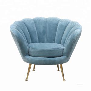 Wholesale SGS Shell Shaped Turquoise Blue Velvet Dining Chairs With Gold Legs from china suppliers