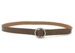 Taupe Women's Fashion Leather Belts For Coat Jeans Round Pearl Plating Buckle