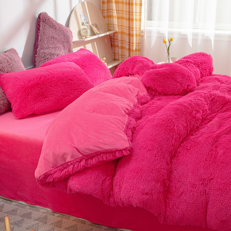 Christmas Luxury Shaggy Super Soft Warm Mink Velvet Duvet Bedding for Autumn Winter