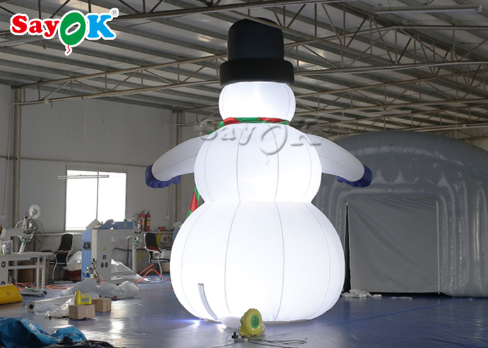 Oxfor Cloth Inflatable Holiday Decorations Wearing Black Hat And Mittens Blow Up Christmas Snowman