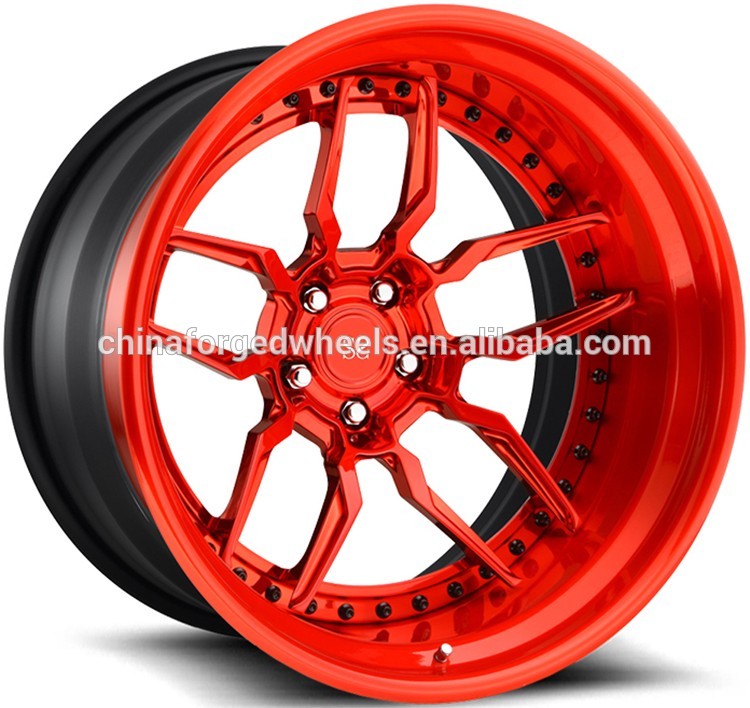 21inch 9.5J Customized 2-PC Alloy Rims For Ferrari 458 Speciale Red Gloss Black Forged Wheels