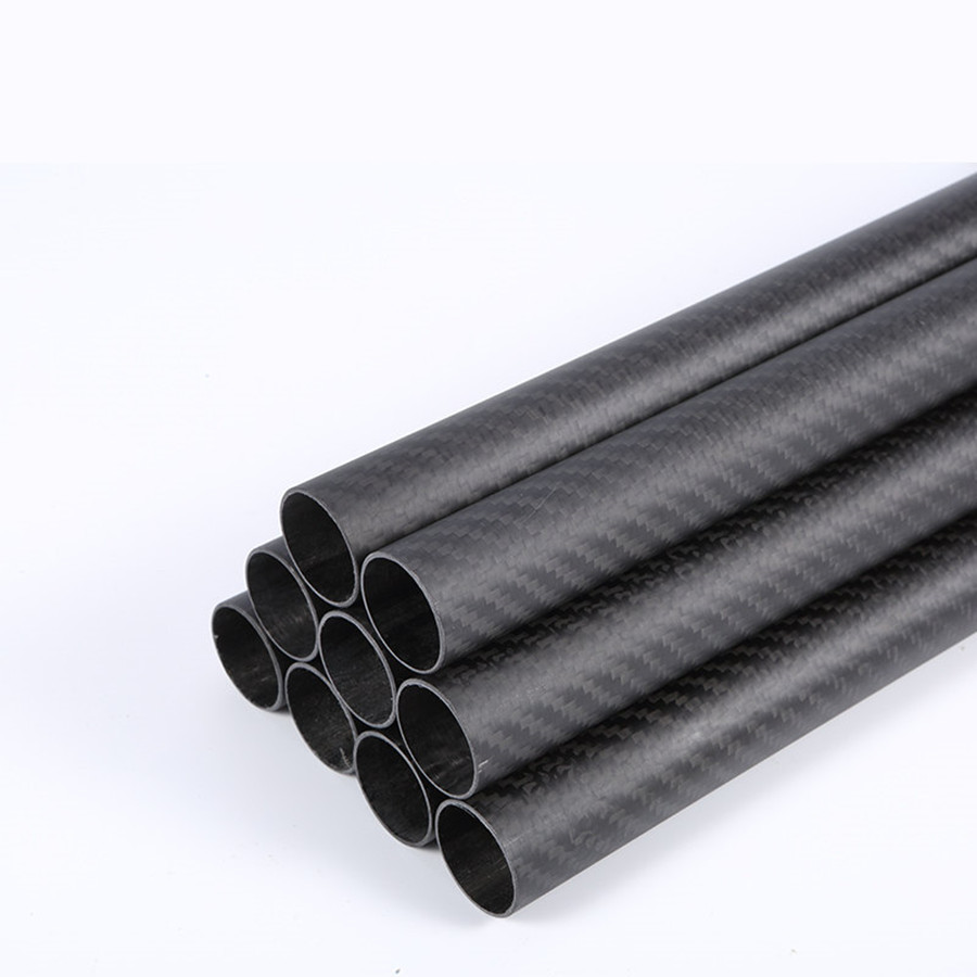 Round 3K Twill Woven Carbon Fiber Tube Roll Wrapped UV Resistant