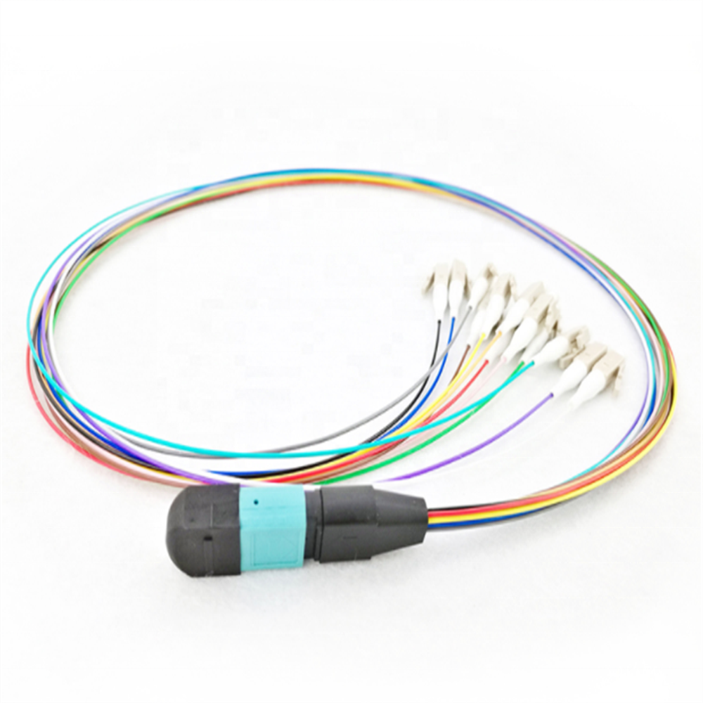 0.3M MTP to LC 12 core ribbon fiber 0.9mm 12 color fanout Patch Cord