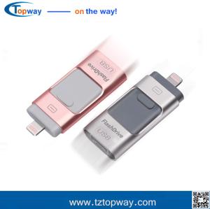 Wholesale High speed 3 in 1 flash drive usb 16GB 32GB 64GB 128G card with usb OTG from china suppliers