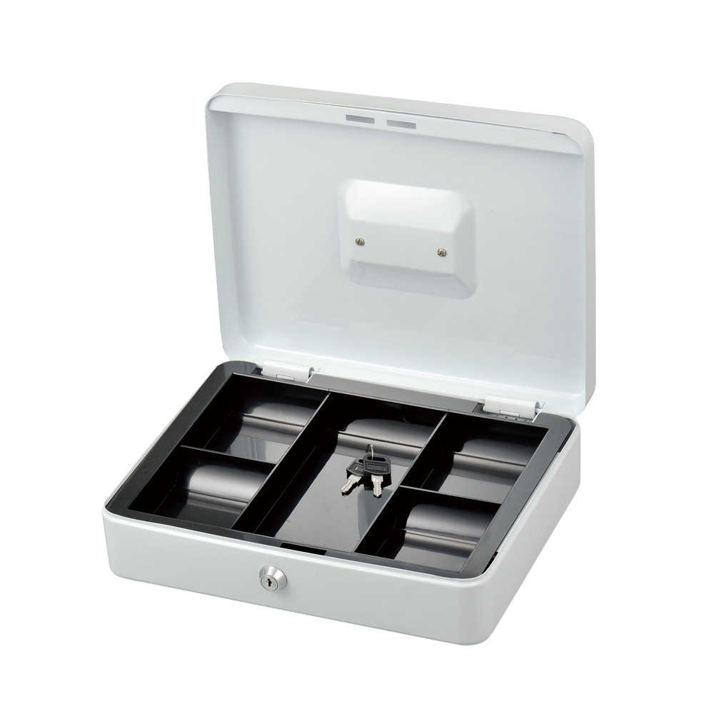 Red Five Cell Metal Cash Box With Key Lock Money Saving Safes Durable