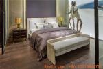 Villa home upholstered headboard king size bed in light luxury fabric with