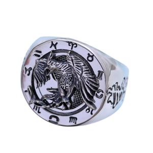 Wholesale 925 Sterling Silver Engraved Rosefinch Taiji Design Vintage Men Ring (057626) from china suppliers
