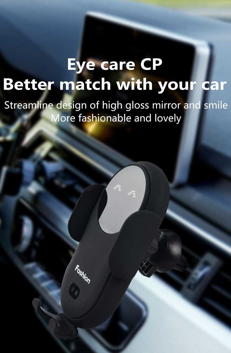 QI 10W Phone Stand Wireless Charger Gravity Auto Clamping For Car