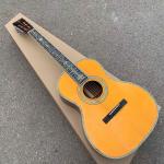 Yellow Painting Solid Spruce Top 39 Inch 000 Type Acoustic Guitar Abalone Ebony