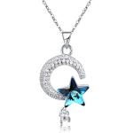 18.1in 4.2g Sun And Moon Crystal Necklace Thanksgiving Day 14k 925 Silver