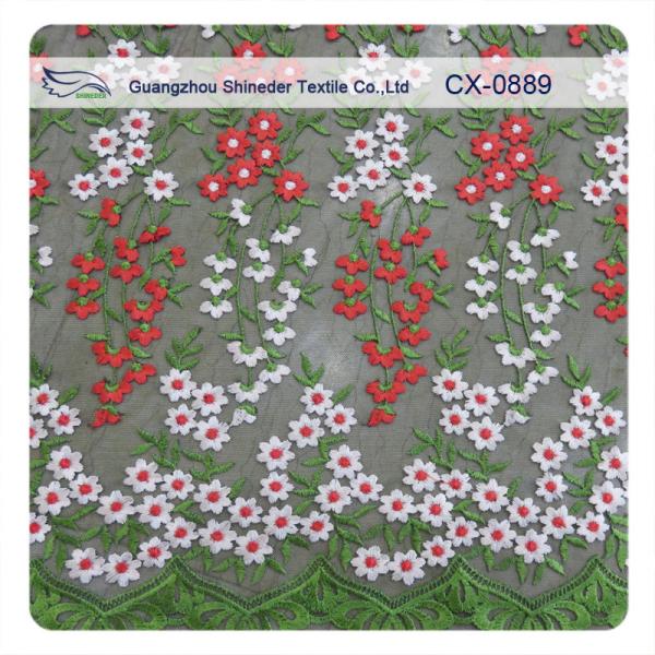 Muti - Color Floral Embroidered Lace fabric , Crochet Fashion Textiles