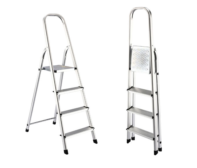 Anti Slip Aluminum Platform Step Ladder 4 Steps With Handle Easy To Store
