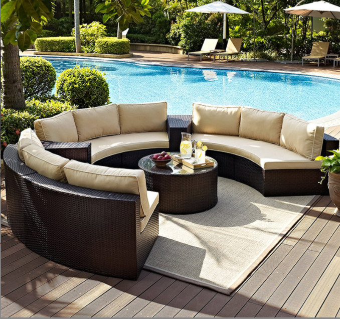 Outdoor Leisure Courtyard Villa Garden Outdoor Arc-Shaped Combination Of Aluminum Alloy Waterproof And Sunscreen Rattan