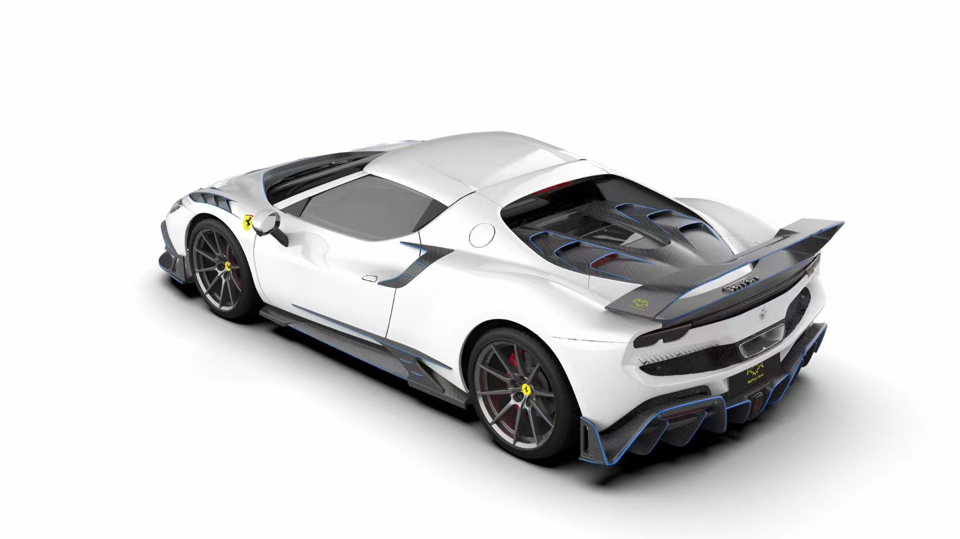 296GTB Ferrari Kit Car Body 2021 Dry Carbon Fiber Front Lip Car Front Bumper Diffuser