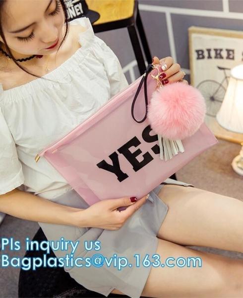 Disposable Waterproof Transparent Toiletry Clear Pvc Cosmetic Zipper Slider Bag,