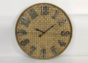 Wholesale ZYWSC002 Farmhouse Bamboo Rattan Silent Noiseless Large Round Wall Clock Country Style For Home from china suppliers