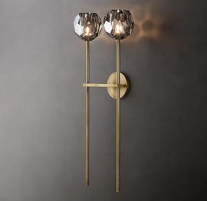 Wholesale Solid Brass Smoke K9 Glass Fancy Wall Lights For Living Room Bedroom from china suppliers