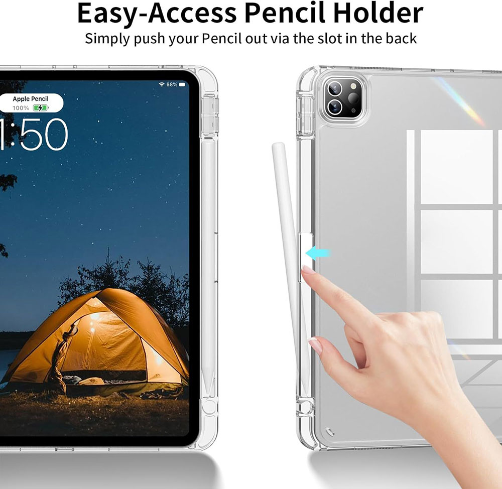 Custom Logo Clear Shockproof Case for iPad Mini 8.3" | Tri-Fold Stand | Sleep/Wake | Pencil Slot | OEM Packaging
