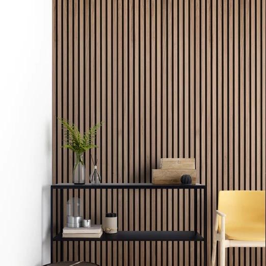 Polyester Fiber Acoustic Wall Panel with Fireproof Wood Material and Wooden Slat