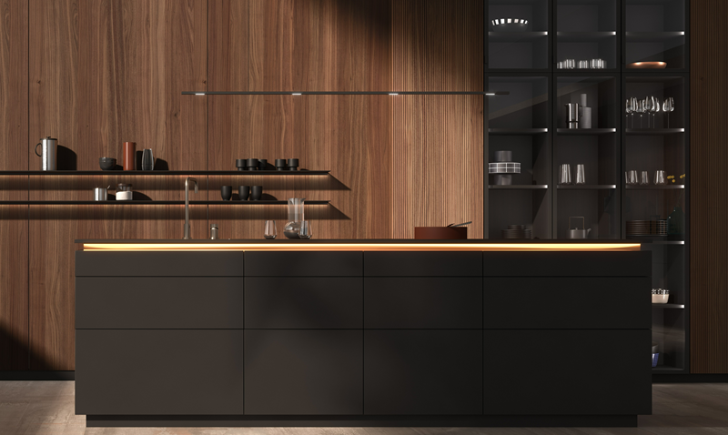Designer Solid Wood Melamine LED Sensor Light Cabinet Prefab Modular Kitchen Cabinets