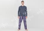 Trendy Mens Jersey Pyjamas Long Sleeves Tee And Woven Yarn Dyed Flannel Long