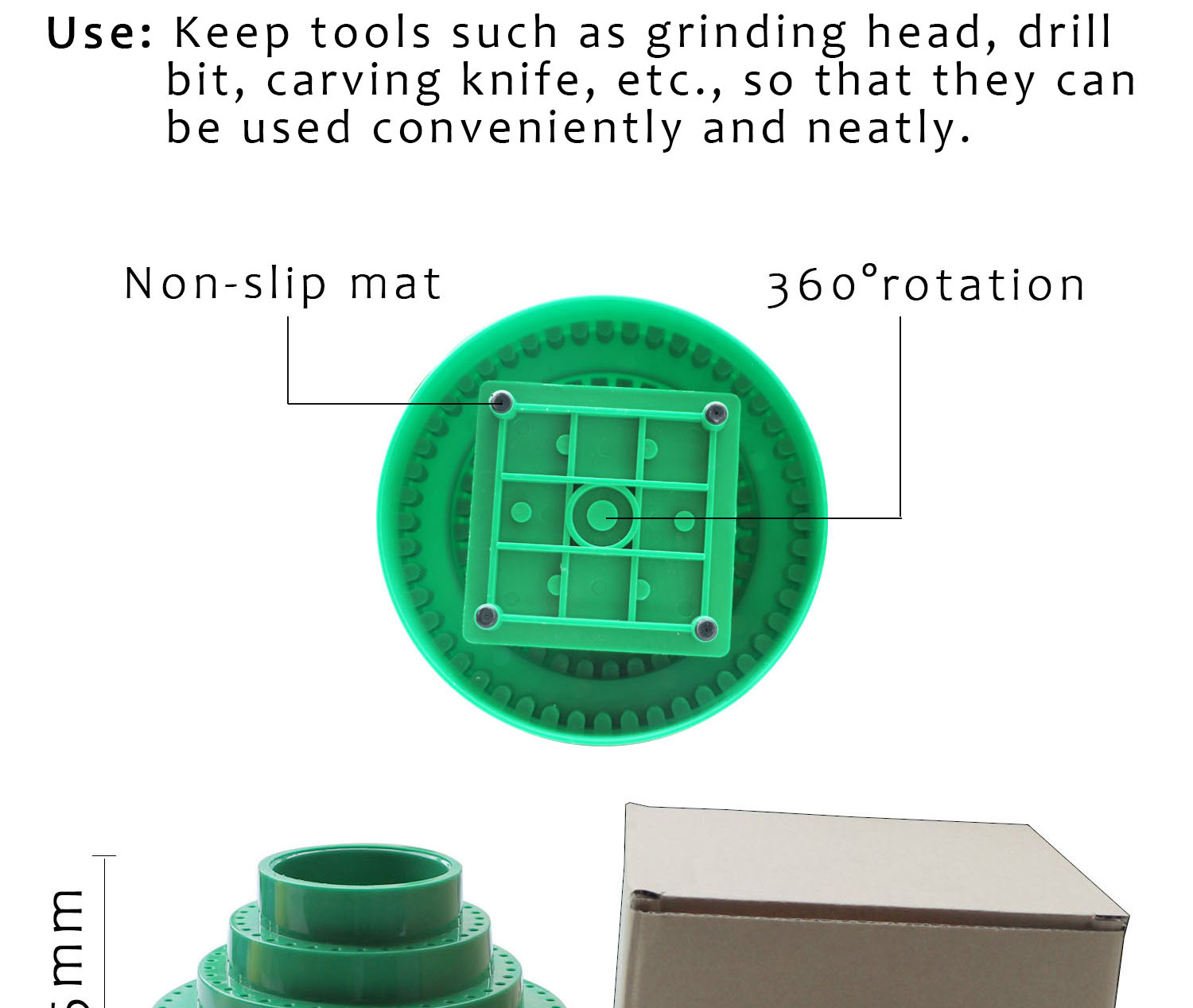 Rotating Round Shape Jewelry Empty Drill Bit Storage Case 170*95mm