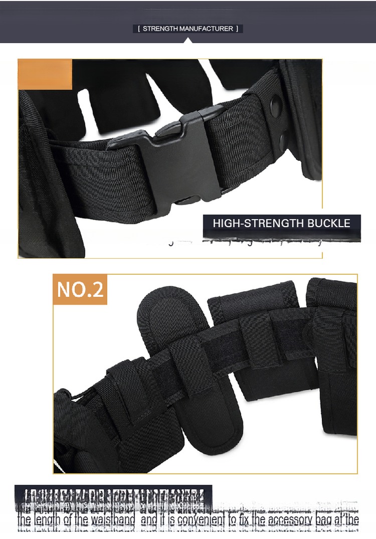 Multifunctional Training Belt Hardware Buckle Flashlight Molle Belt Pouch Olive Green