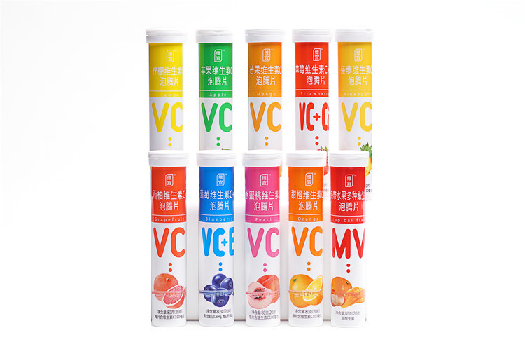 Round Vitamin C 1000mg Effervescent Tablets , Private Label Vitamin C Fizzy Tablets